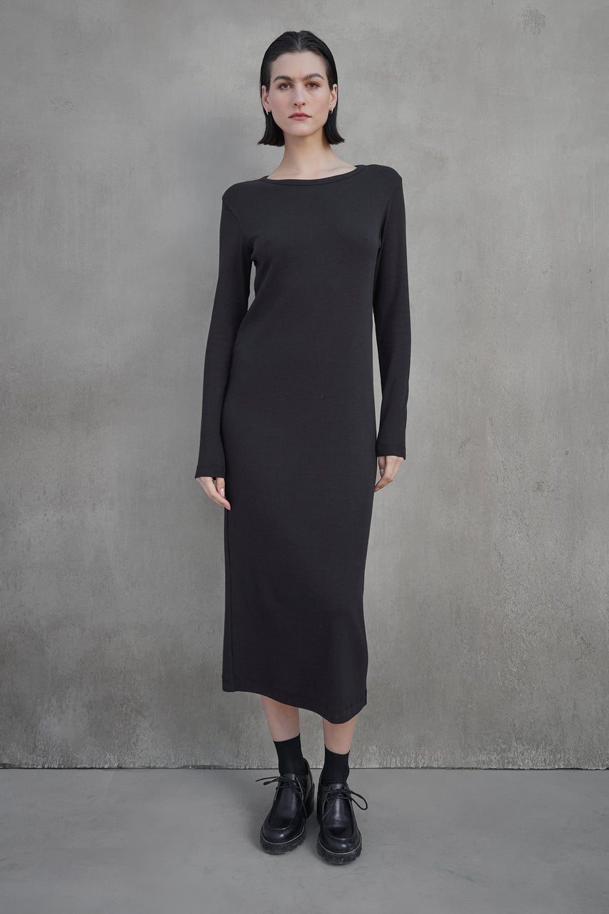 Corona Modal Rib Dress - Black