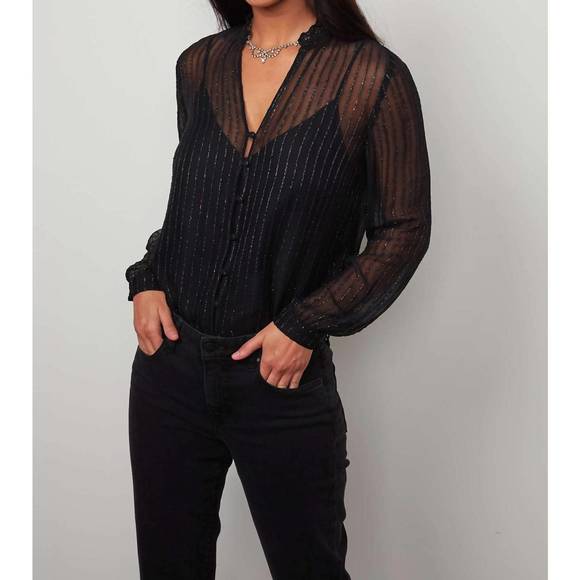 Tomei Peasant Blouse- Black