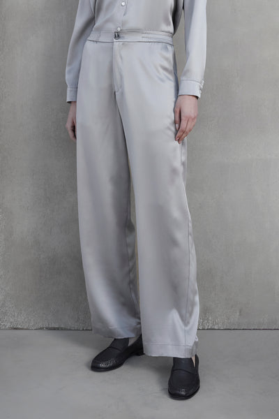 Modesto Silk Charmeuse Pant - Platinum