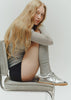 Rife Shimmer Silver Cream Leather Sneakers