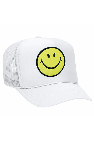 Smiley Vintage Loe Rise Trucker Hat - White