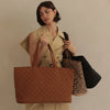 Quilted Expandable Tote- Walnut