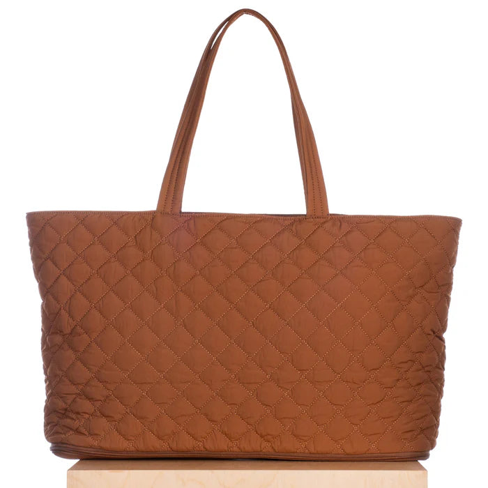 Quilted Expandable Tote- Walnut