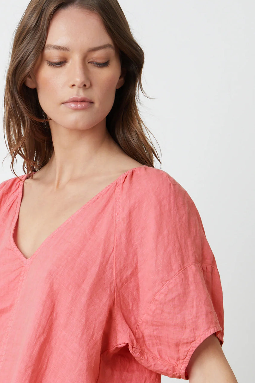 Callin SS Linen Top- Rosebay