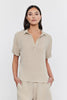 Elerie Woven Linen Collared Top