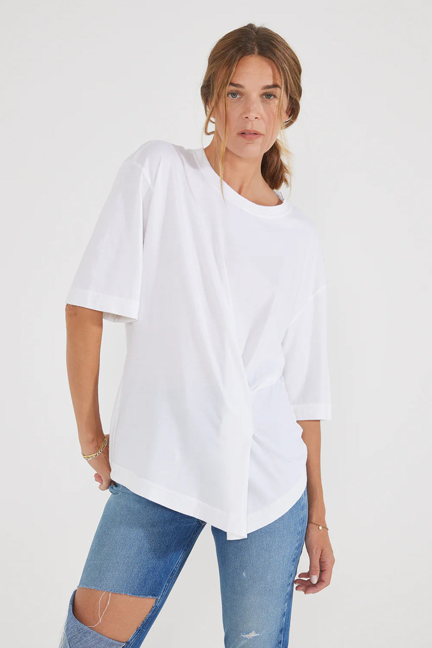 Geneve Pleat Tee - Cloud White