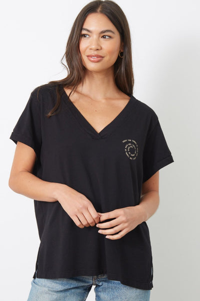 Kassidy Trust The Timing Tee - Black Sand