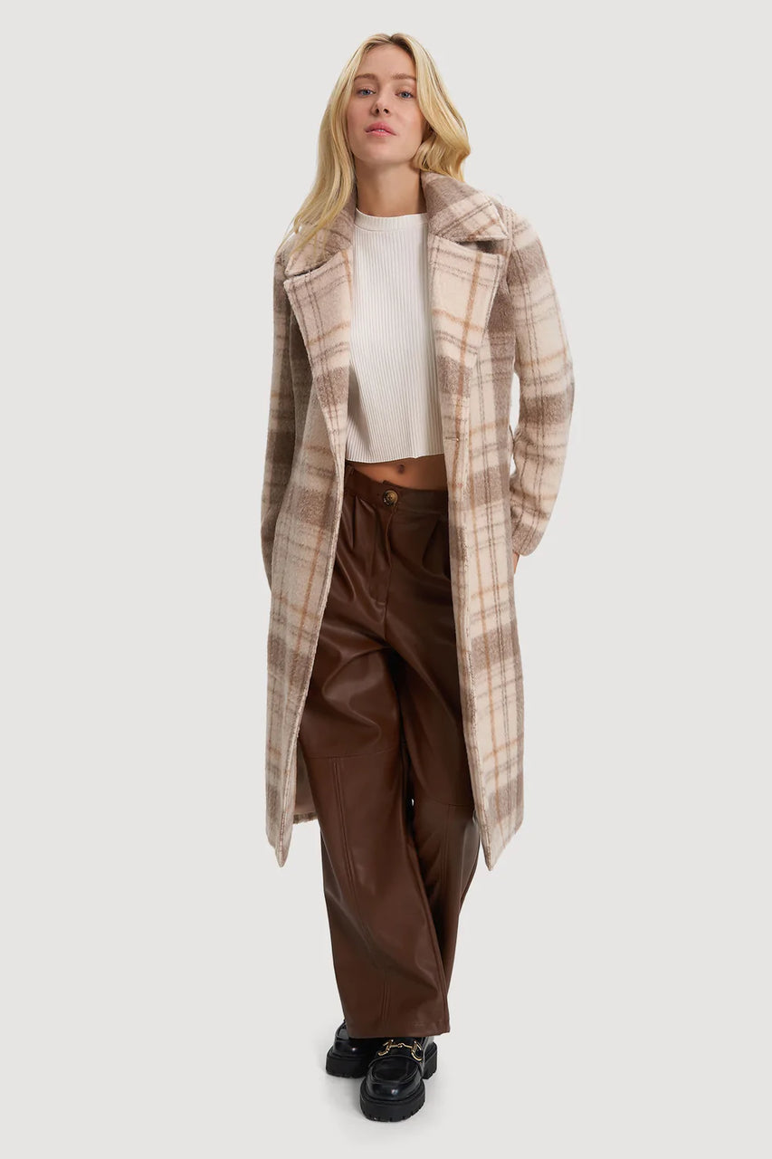 Katja Belted Plaid Coat Oat a kind heart