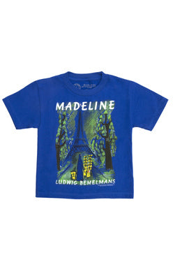 Kids Tee, Blue, With Madeline in White Lettering, Featuring the Classic Cover Art