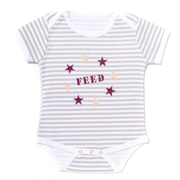 Striped Star Onesie - Grey/White