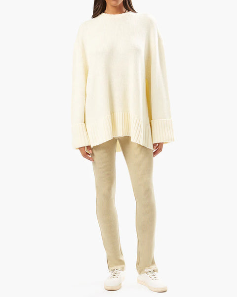 Ribbed Flare Pant- Oat