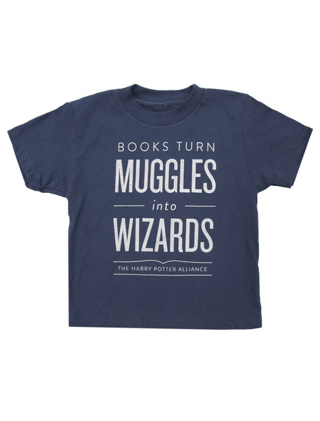 Blue Kids Tee, Harry Potter Themed, Books Turn Muggles Into Wizards In White Lettering