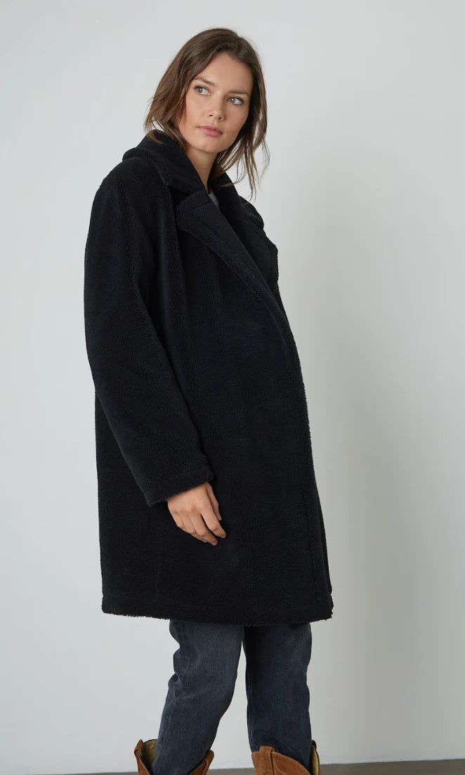 Christine Sherpa Coat- Black