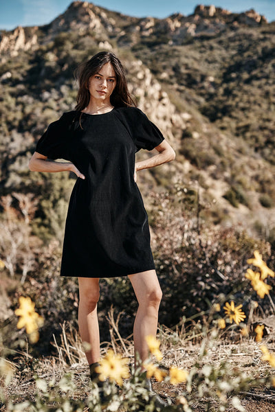 Ryleigh Corduroy Short Dress - Black