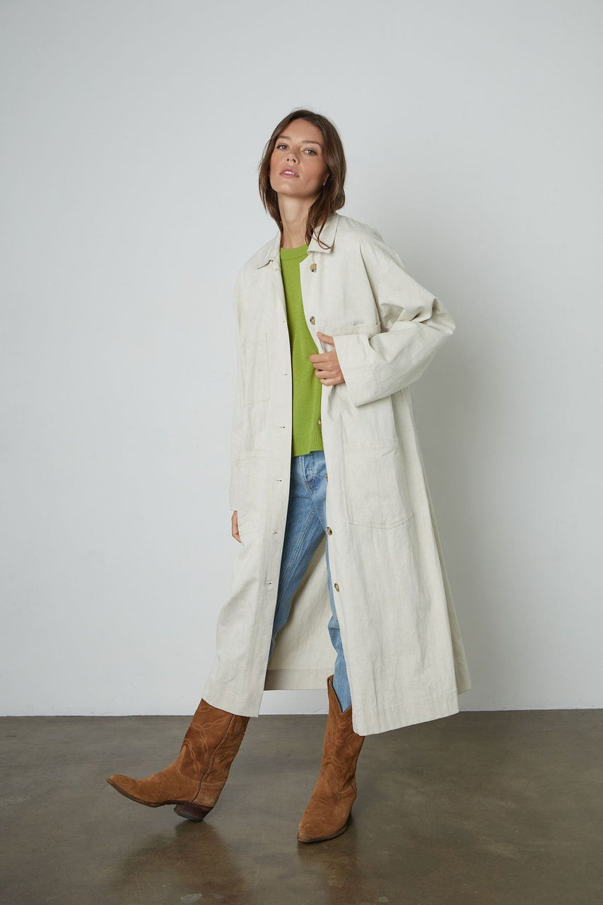 Elaine Sanded Twill Coat- Parchment