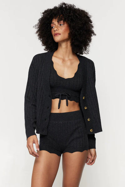 Hudson Pointelle Cardigan - Vintage Black