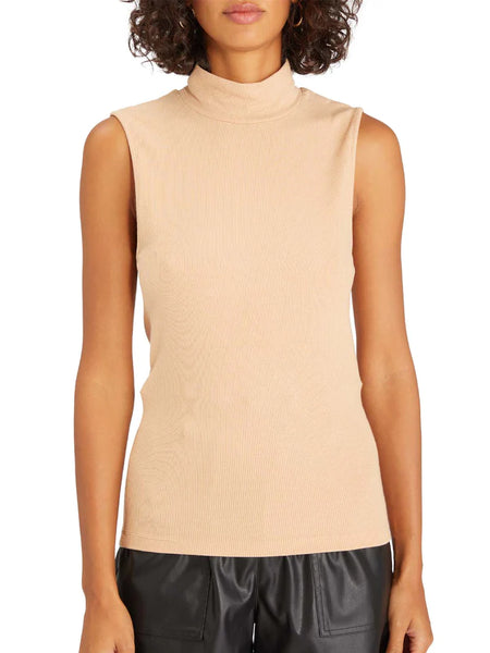 Essential Sleeveless Mock Neck Top - Light Maple