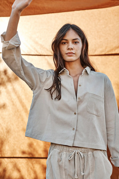 Parker Corduroy Button Up Top - Sand