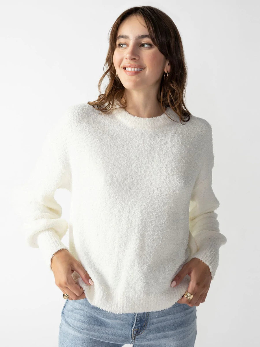Plush Volume Sleeve Sweater- Creme