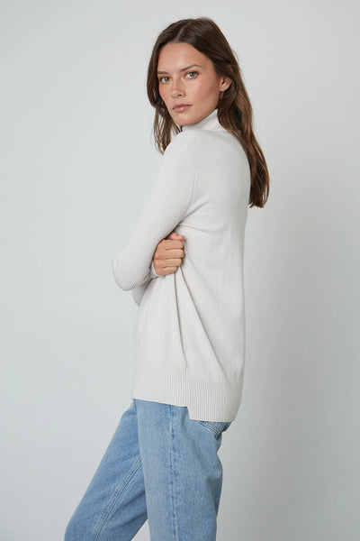 Renny Lux Cotton Cashmere Top- Chalk