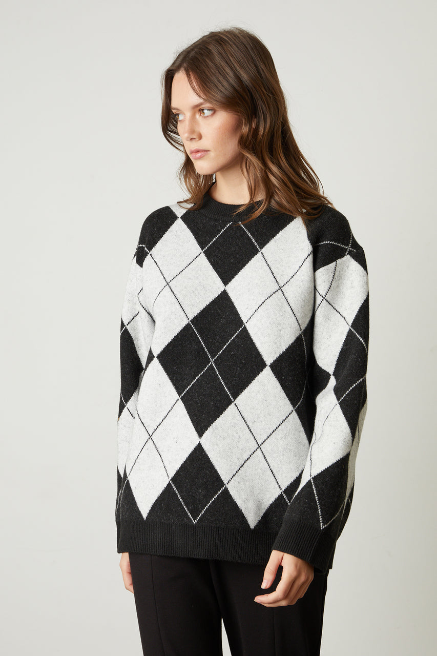 Ronni Argyle Sweater- Black & White –  a kind heart