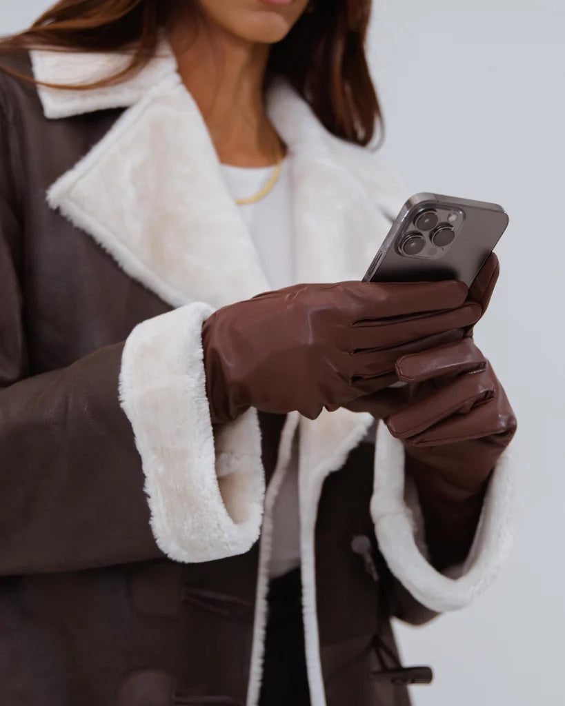 Vegan Leather Gloves- Cacao